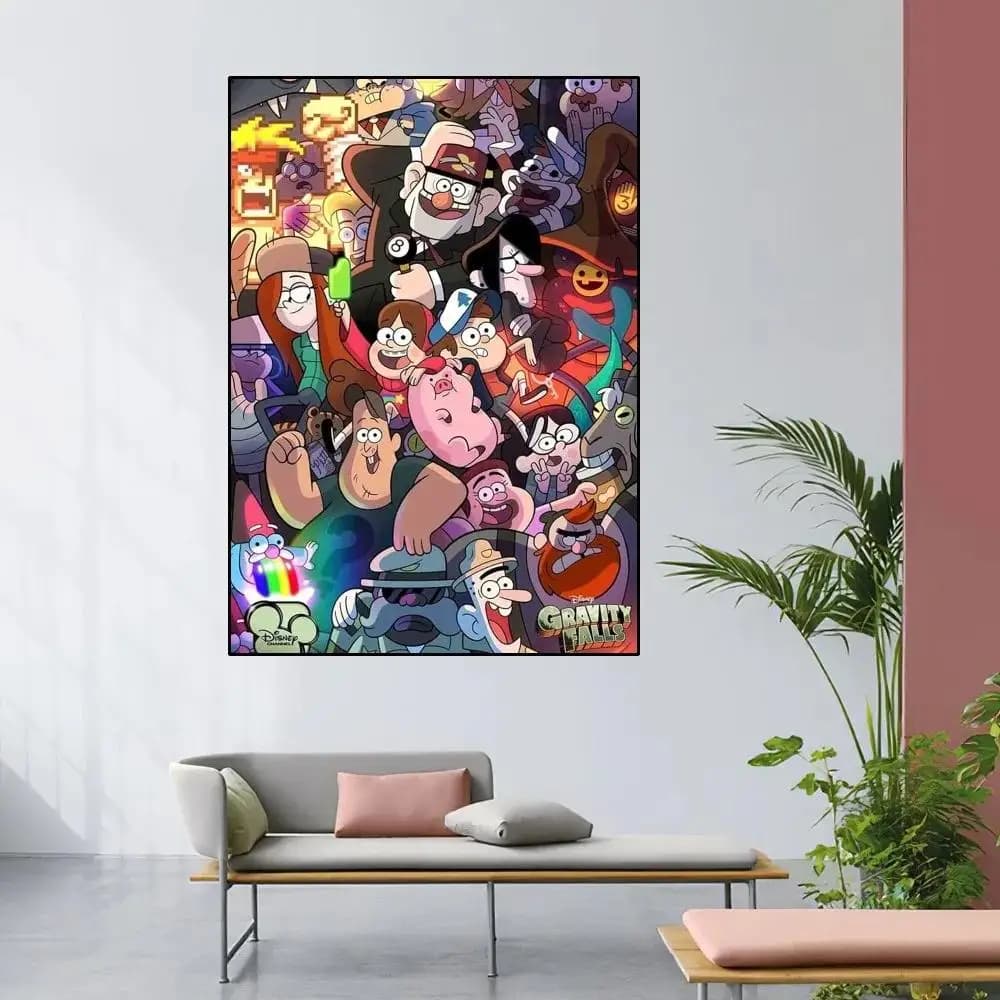 Gravity Falls Cartoon Wall Poster, Art Painting, Aesthetic Room Decor, Living Room, Bedroom