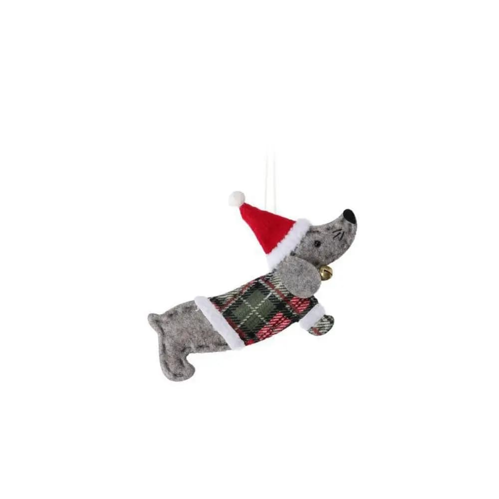 Pendentif décoratif de Noël en tissu non tissé, petit chien teckel habillé, à suspendre à la maison