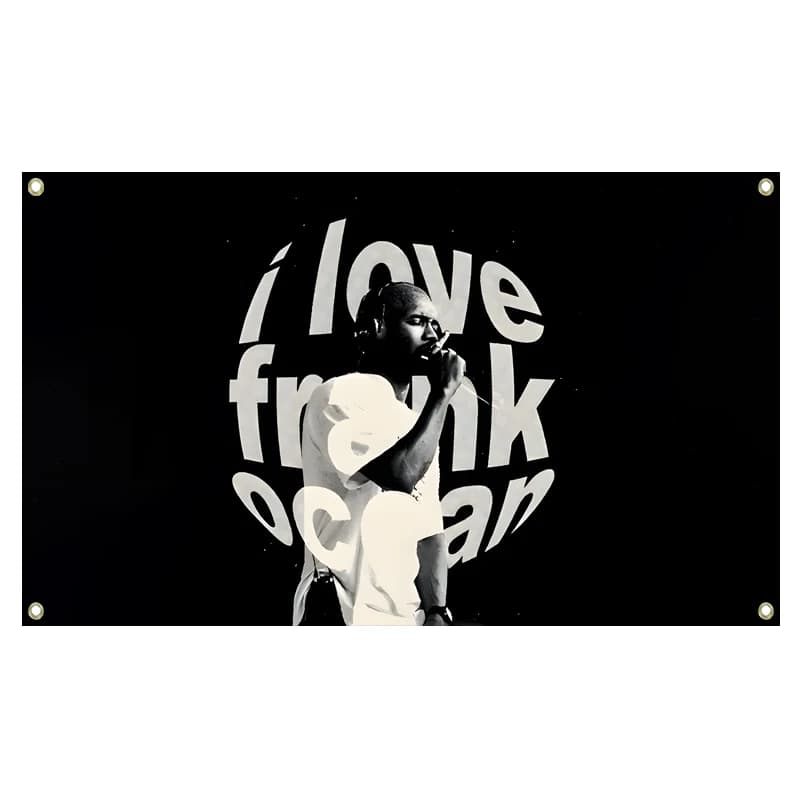 Tapisserie drapeau musical Frank Ocean "I Love Frank", adaptée au dortoir, à la chambre à coucher, a