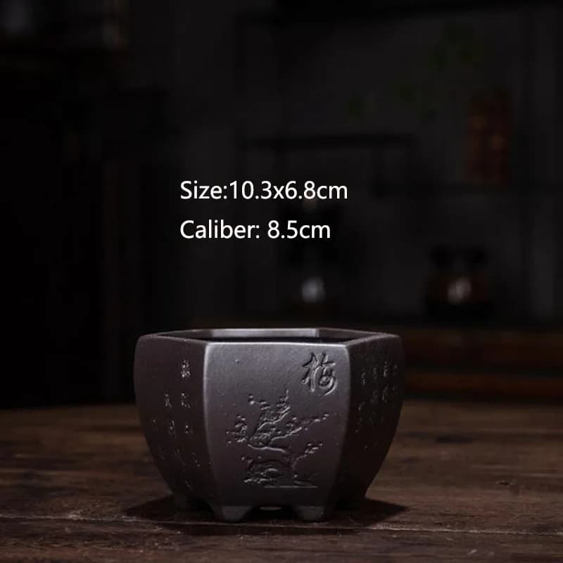 Pot de fleurs à motif Floral orchidée prune en argile violette, Vase à bonsaï avec un trou, Pot de f