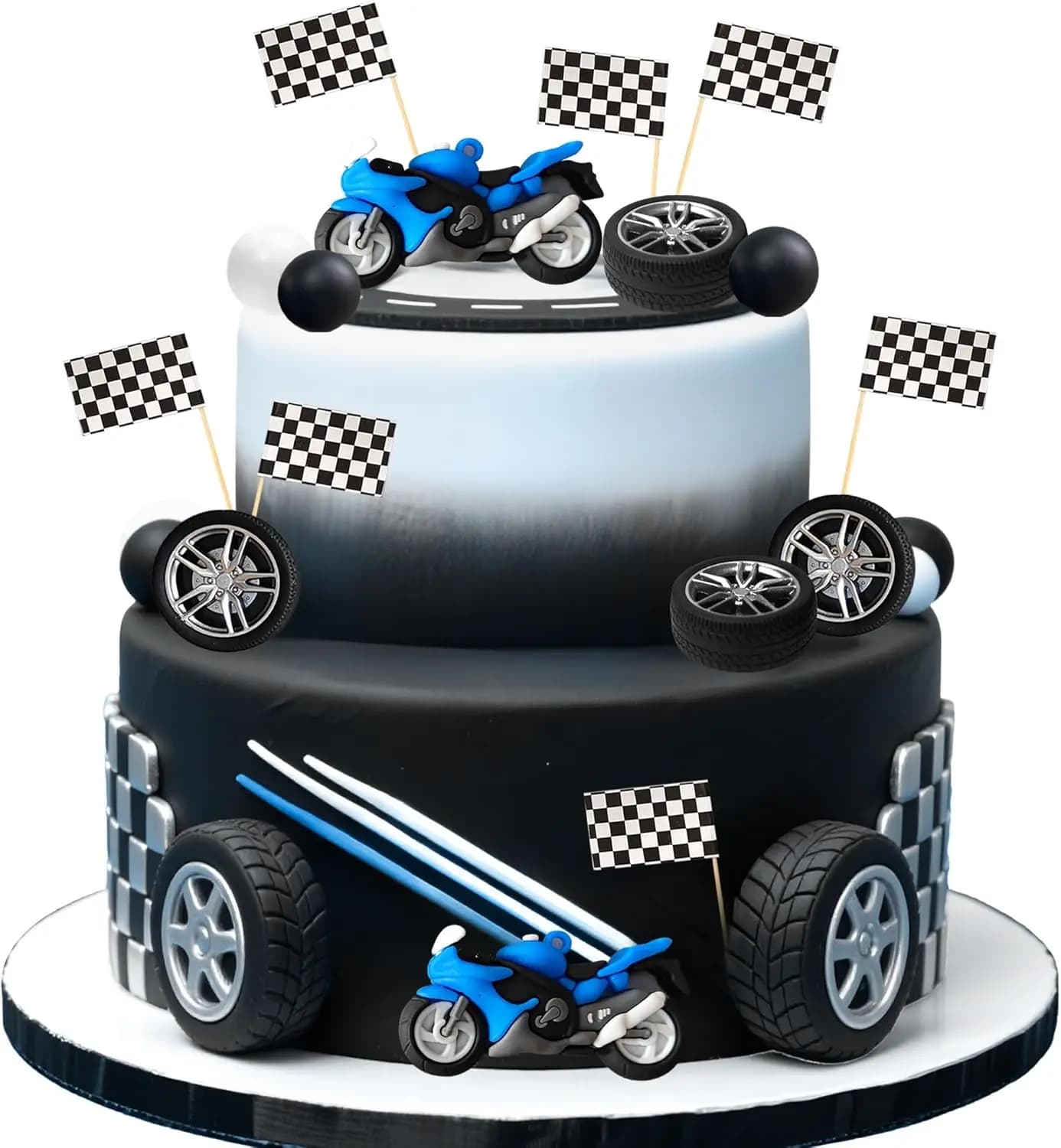 Ensemble de décorations de gâteau sur le thème de la moto, décorations de gâteau sur le thème de la