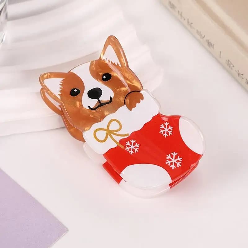 Pince à cheveux d'animal de noël, pince à queue de cheval Teddy Corgi, pince à requin chat Orange Go