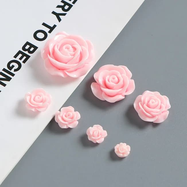 50pcs/lot Resin rose flower Series Flat Back Fit Phone Deco Parts Embellishments for Hair Bows Acces