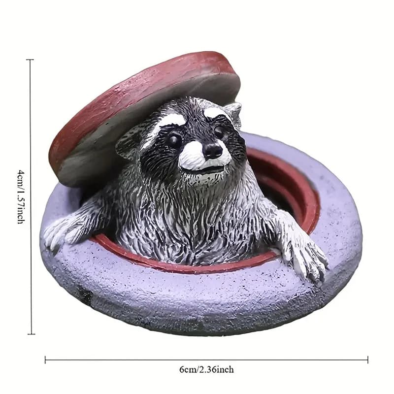 Figurine de raton laveur en résine pour décoration de jardin, animal miniature sous le couvercle d'é