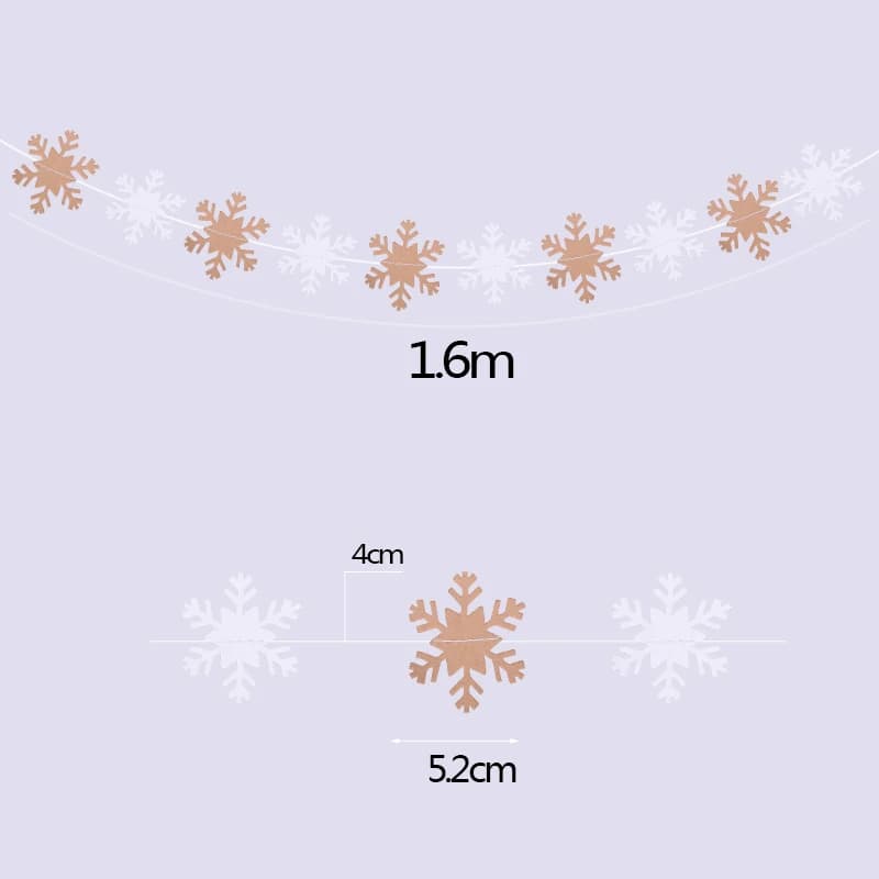 Guirlandes de papier de flocon de neige artificiel, décoration de noël à faire soi-même, bannière mu