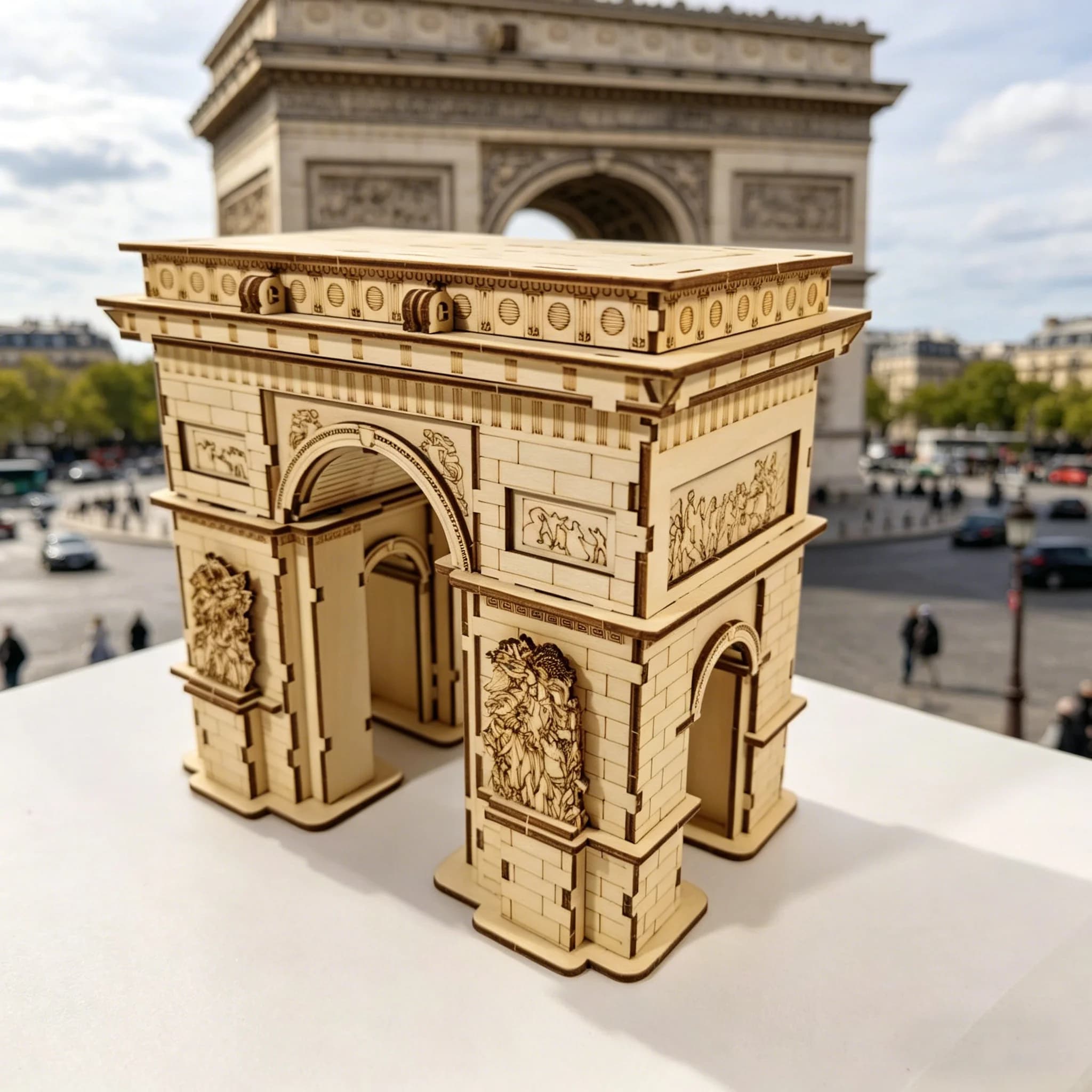1 Arc de Triomphe en bois à construire soi-même, puzzle 3D créatif, parfait comme cadeau de vacances