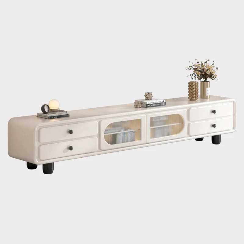 Meuble TV de luxe avec portes vitrées et poignées, organisateur de couleur pour salon, style nordiqu