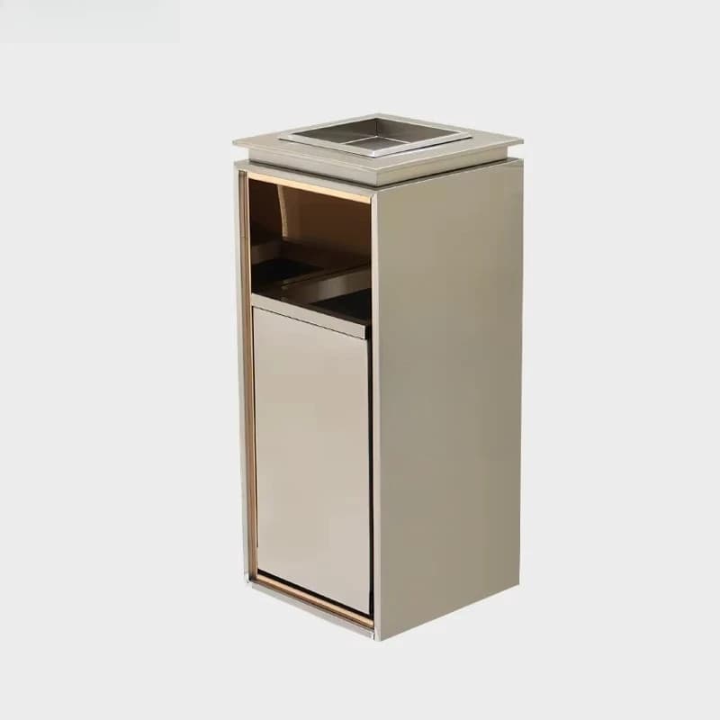 Poubelle d'intérieur dorée, poubelle en acier inoxydable, poubelle de recyclage domestique à trois c