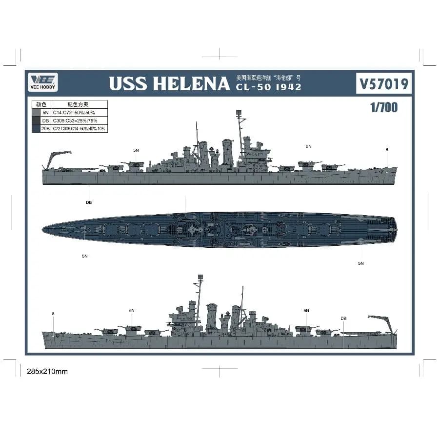 1/700 CL-50 VEE HOBBY V57019 Helena Cruiser Assemble Ship Model Starter Edition