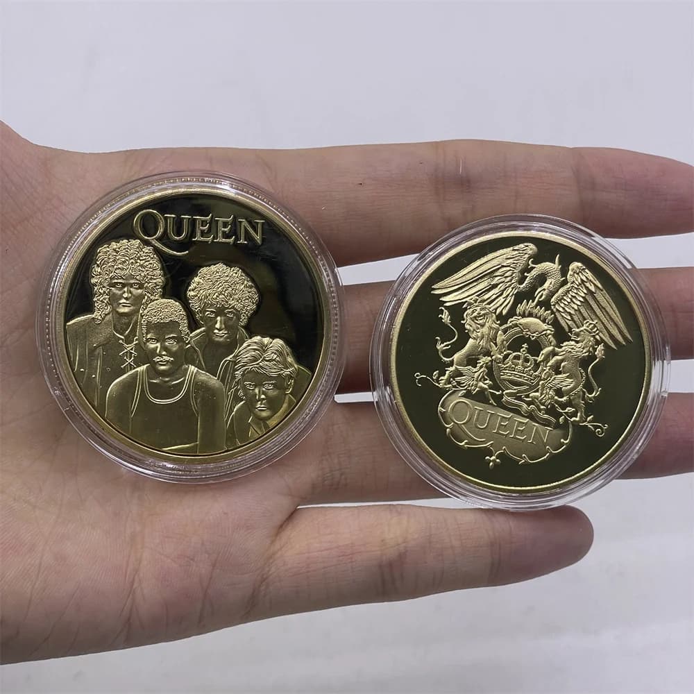 Pièce d'or reine, pièce commémorative du groupe du monde populaire, pièces de défi Freddie Mercury,