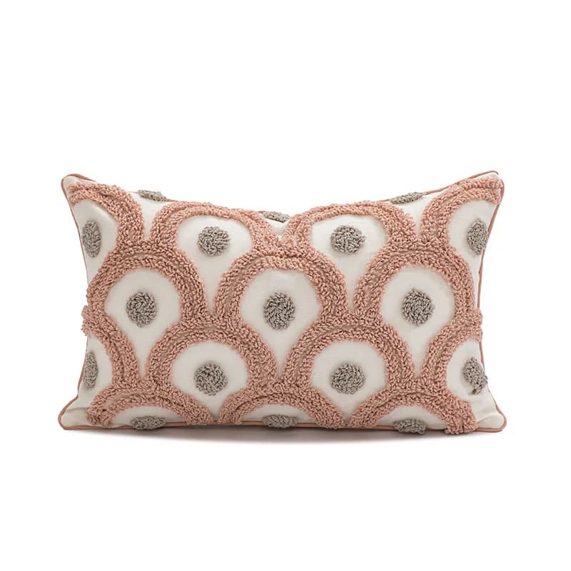 Juste de coussin capitonnée à bulles roses marocaines, beige, géométrique, housses d'oreiller à fran