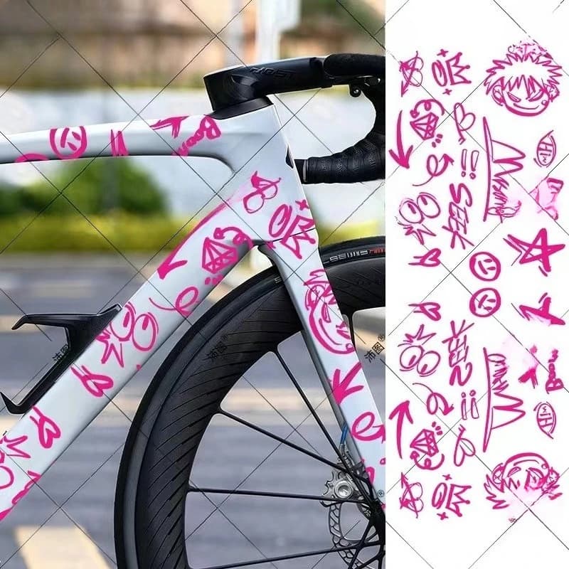 Autocollants de vélo de Style Graffiti, décalcomanies de symbole de dessin animé, cadre de vélo pour