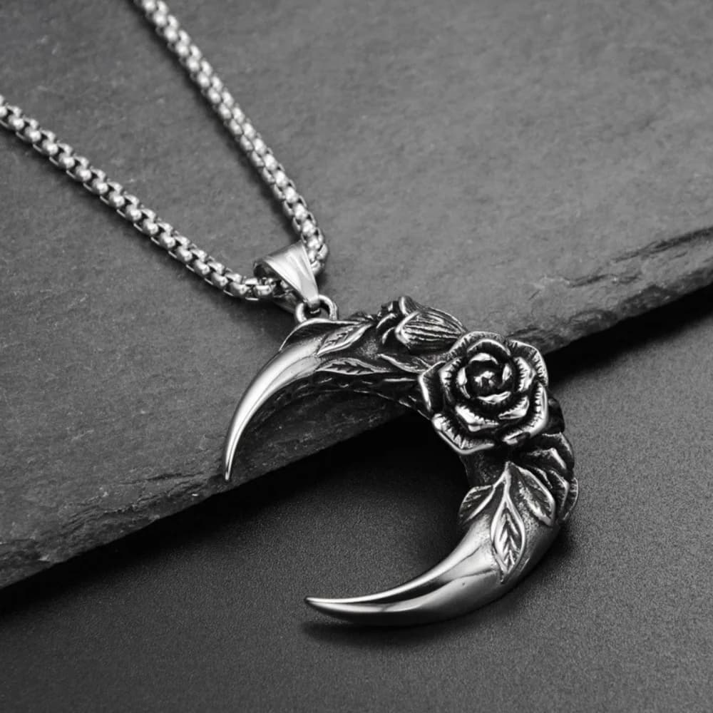 Nouveau collier de couple rétro punk lune rose pendentif, accessoires quotidiens unisexes, bijoux go