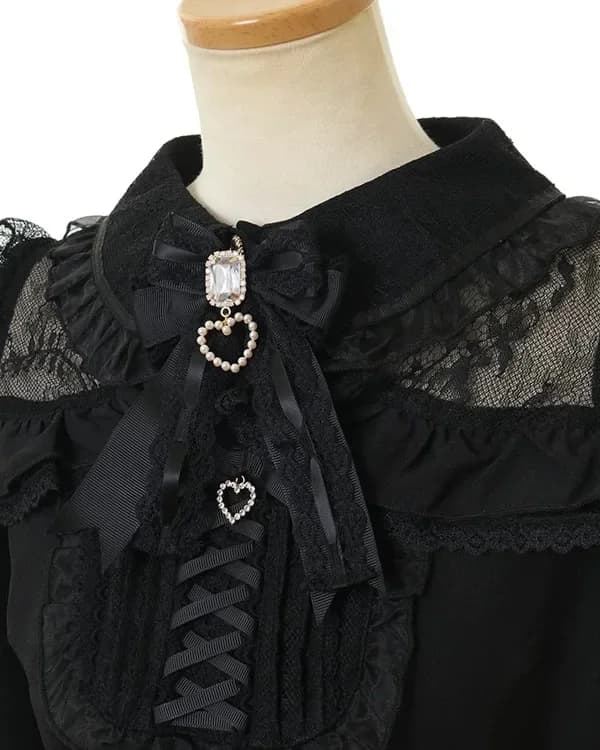 Lolita – chemisier polyvalent à manches longues pour filles, doux et mignon, hauts en dentelle à épa