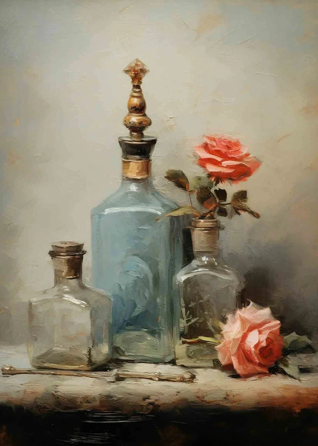 Campagne Cottage fleurs dans des canettes bouteilles de parfum affiche en porcelaine commerçantes fr