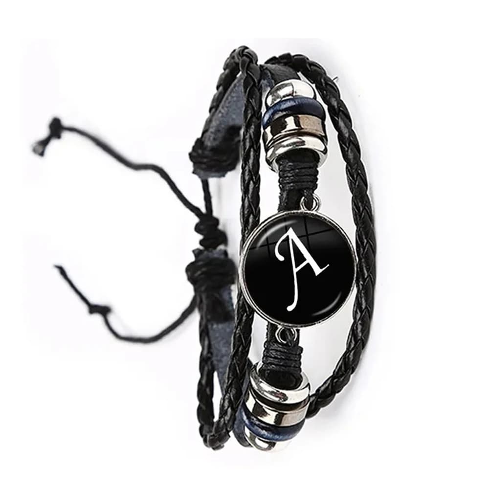 26 Lettres A-Z Unique Alphabet En Cuir Bracelet ID Nom chia navire Réglable Bracelet pour Hommes Fem