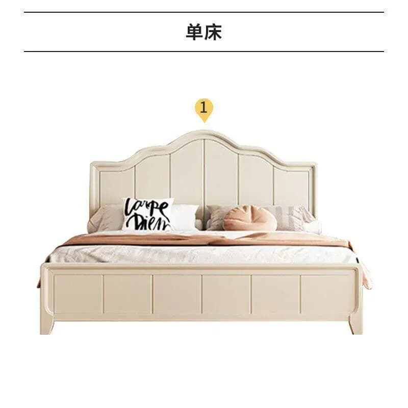 Lit blanc élégant, cadre minimaliste au design unique, lit de luxe crème, style lounge français, ave