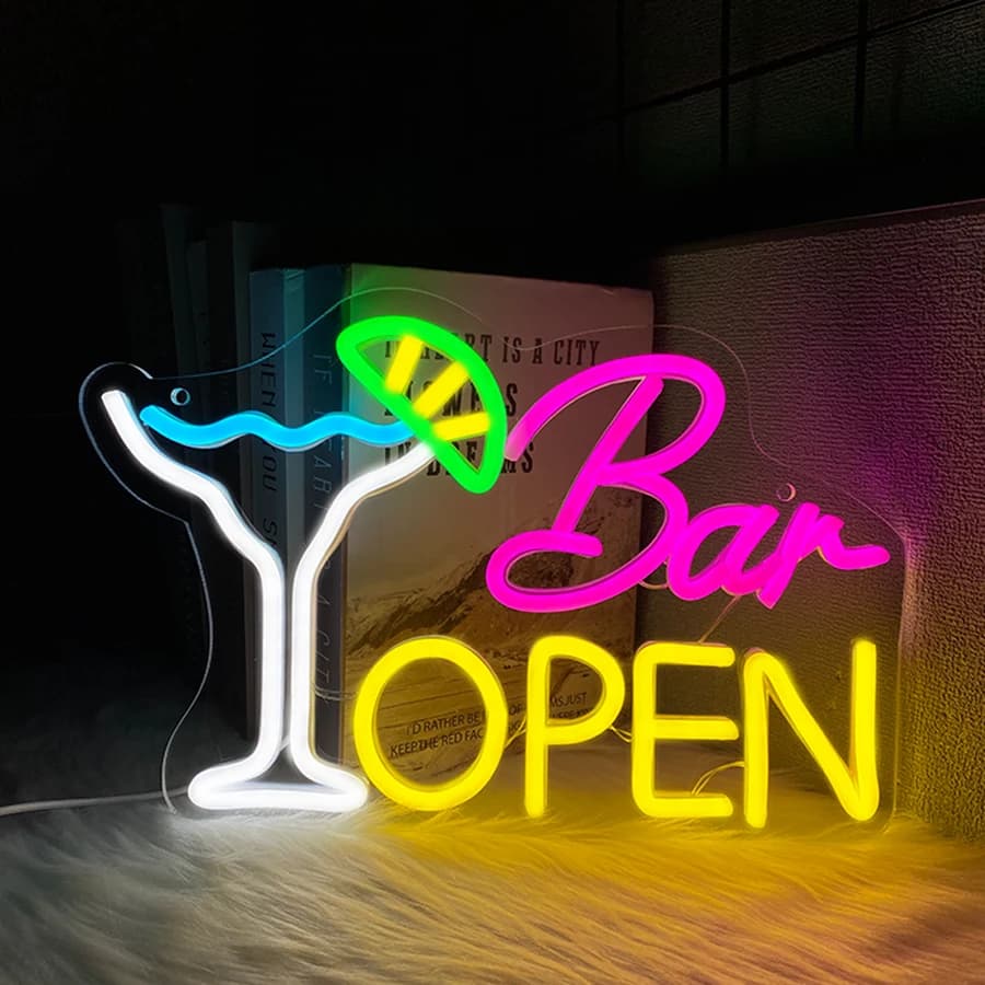 Enseigne au néon ouverte pour décoration murale, lumière au néon Led pour Bar à bière, café, maison,