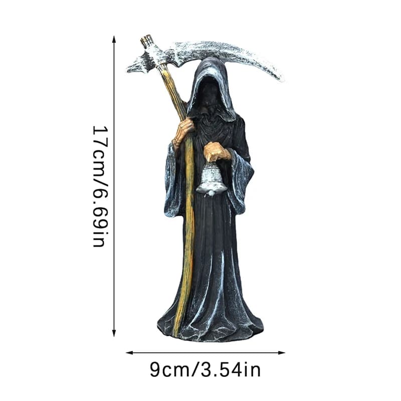 Statue de la Mort Sainte, Figurine Décorative Religieuse Debout, Faucheuse Tenant un Scythe, Autel d