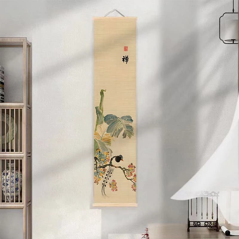 Peinture décorative style chinois en bambou pour salon, bureau, mur de fond, hall d'entrée, salle de