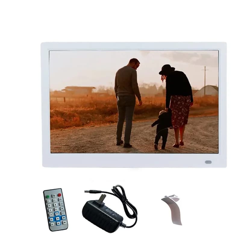 Cadre photo numérique 14 pouces 1366 * 768 Vidéo Photo Calendrier USB/SD Blanc Cadre photo numérique