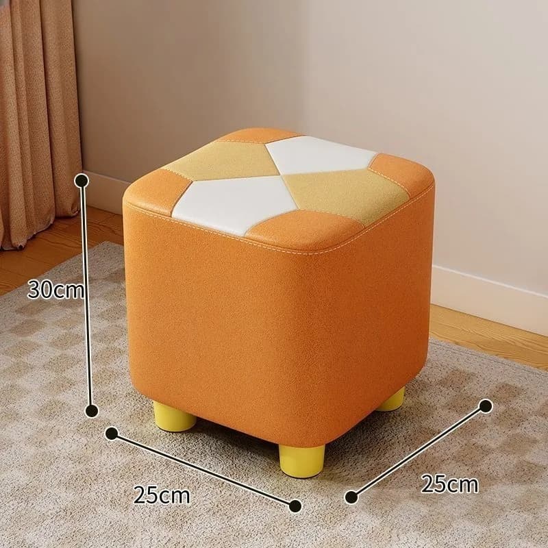 Tabourets de salon carrés imperméables en bois, Design créatif coloré, pouf doux pour chambre à couc