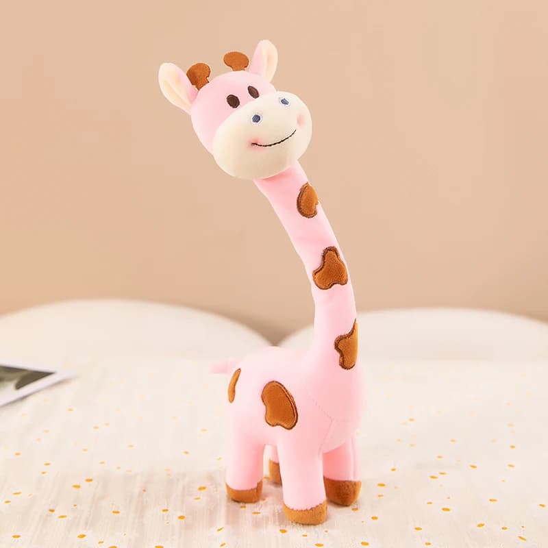 Simulation de girafe de dessin animé, poupée d'ornement d'animal en peluche douce, coussin de coucha