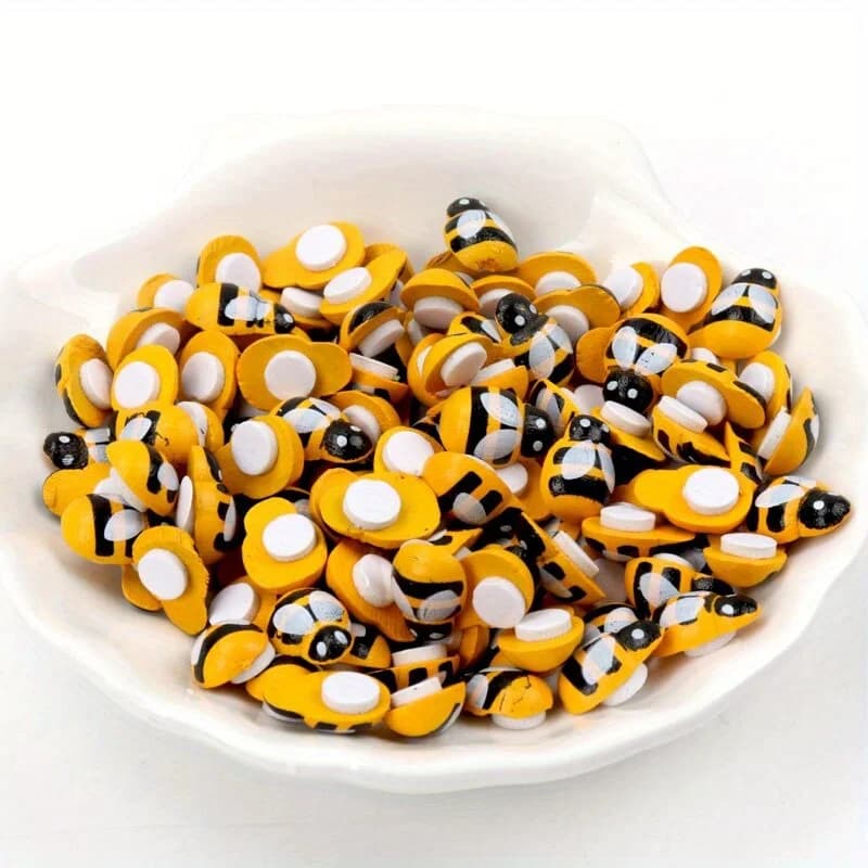100 pièces/ensemble coccinelle abeille en bois Mini bricolage Scrapbooking décoration de pâques déco