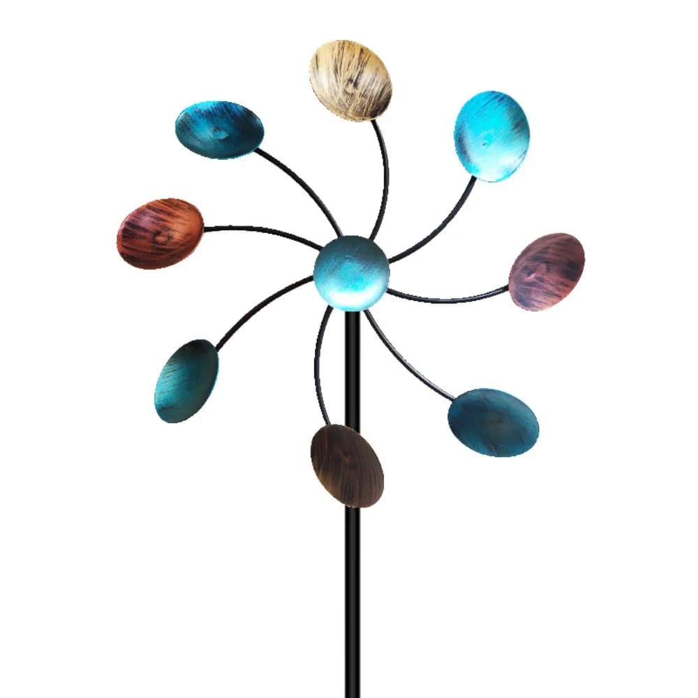 Rotateur de vent en métal à poils décoratifs de jardin, en fer rotatif, en forme de fleur, détachabl