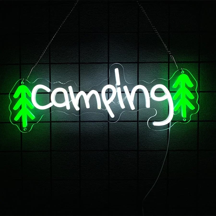 Enseigne au néon Happy Camper pour décoration murale, lumières de camping/bronzage au néon, décorati