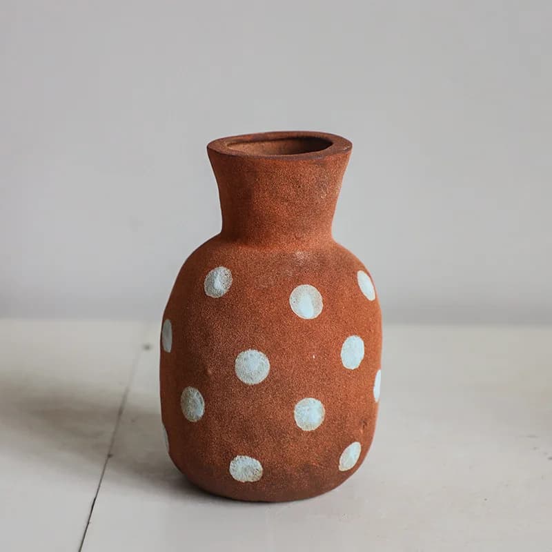 Vase en céramique à carreaux, pot en terre cuite, vase à fleurs, arrangement floral, artisanat en cé