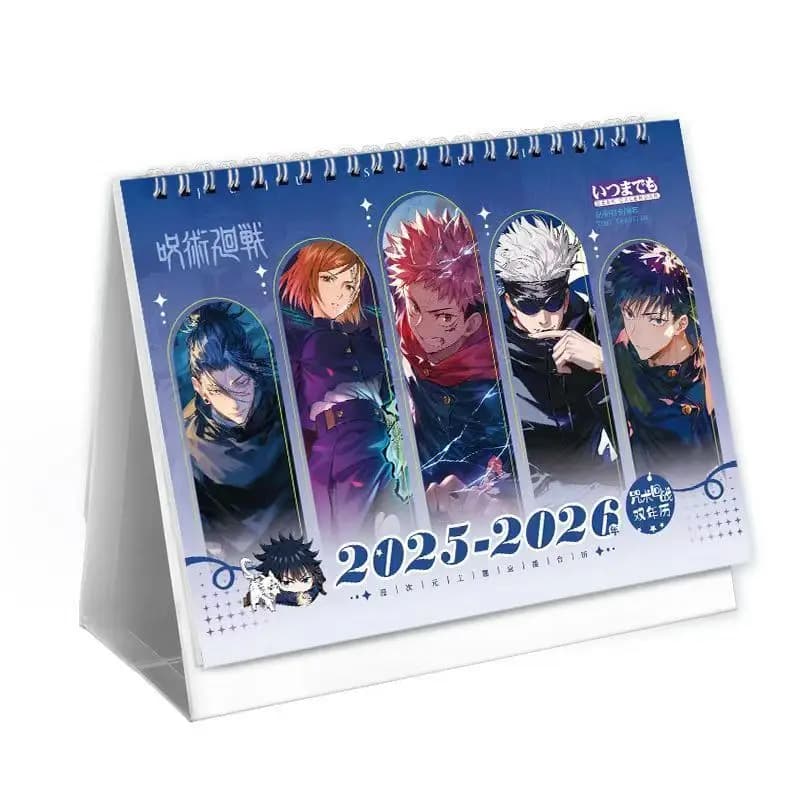 Calendrier Jujutsu Kaisen double année 2025-2026 avec nouveaux personnages et planificateur mensuel