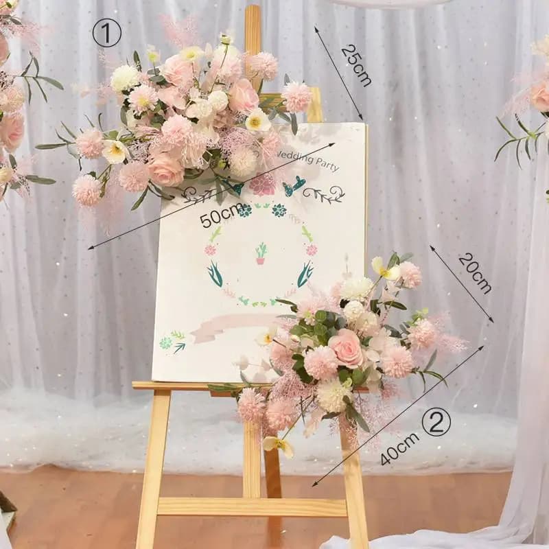 Fleurs artificielles de couleur rose pour décoration de mariage, panneau de bienvenue, arrangement f