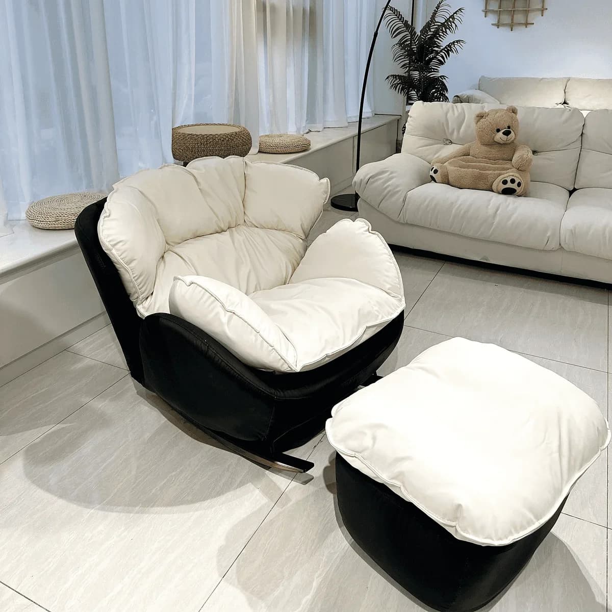 Chaises élastiques ergonomiques salon repose-pieds chaises de sol inclinables méditation concepteur