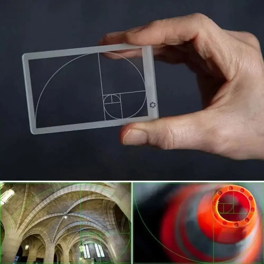 Règle de viseur de rapport d'or clair, composition de Fibonacci, outil d'art de peinture de photogra