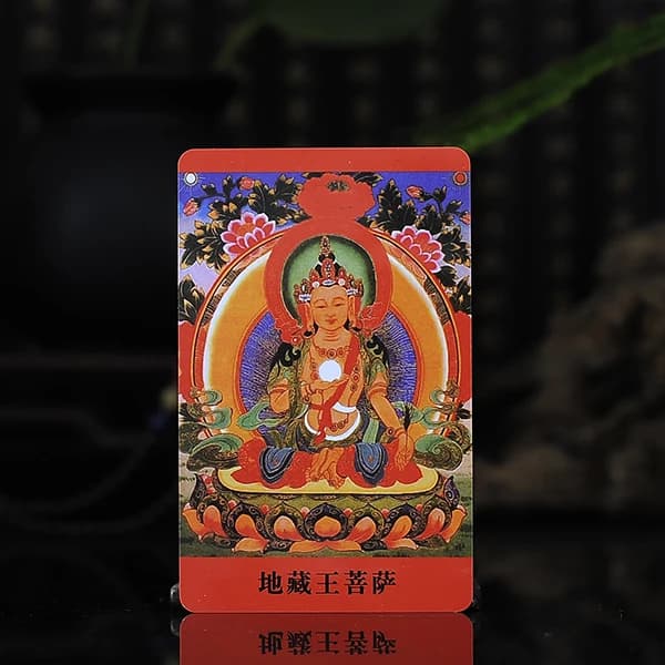 Statue de bouddha bouddhiste tibétain, bodhisattva, amulette mantra, petite carte de bouddha Thangka