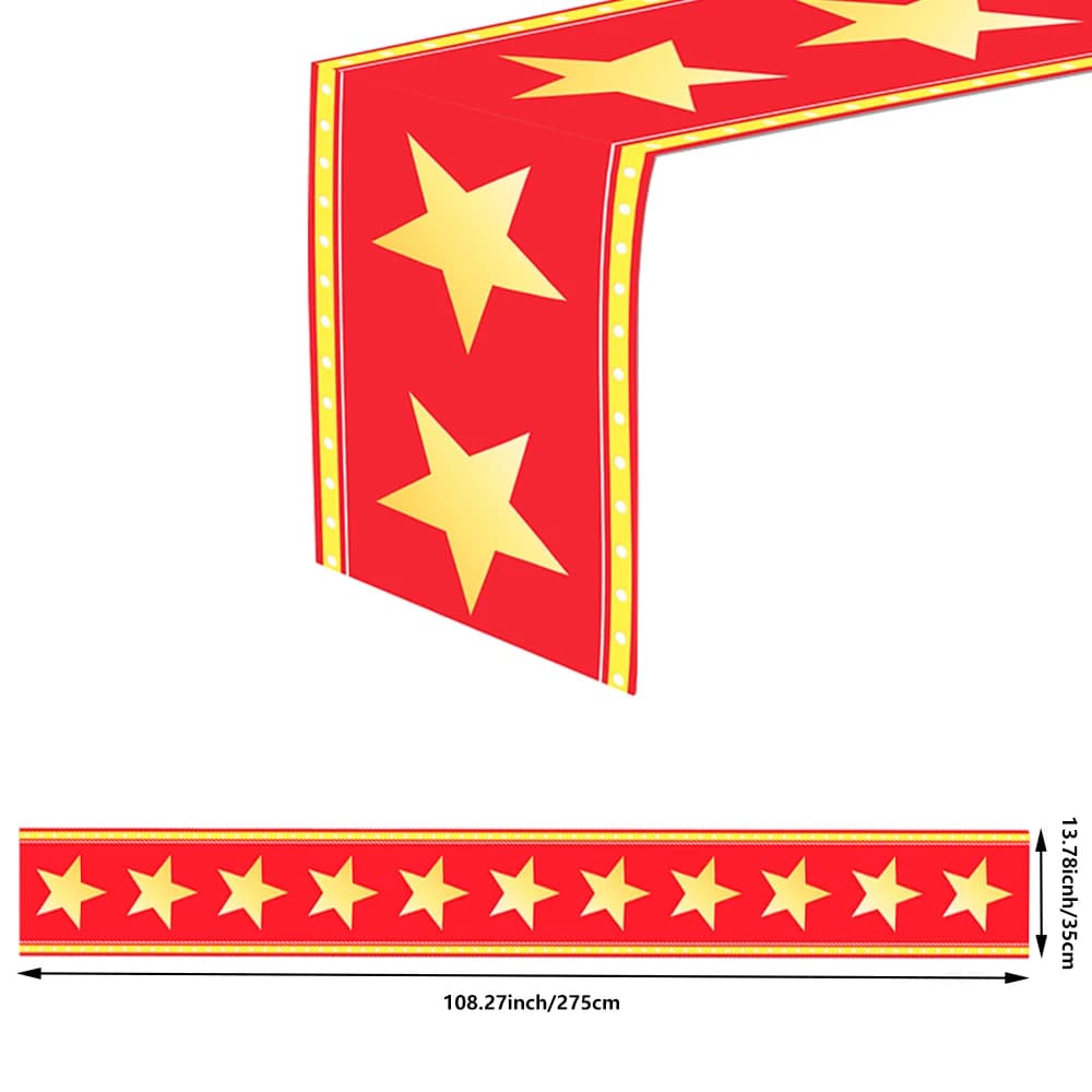 Chemin de table étoile rouge dorée, thème soirée cinéma, décorations de table pour fête d'anniversai