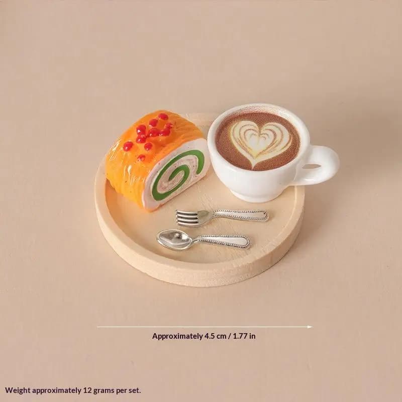 Ensemble de décoration miniature pour maison de poupée : plateau de café et pâtisserie réalistes, ac