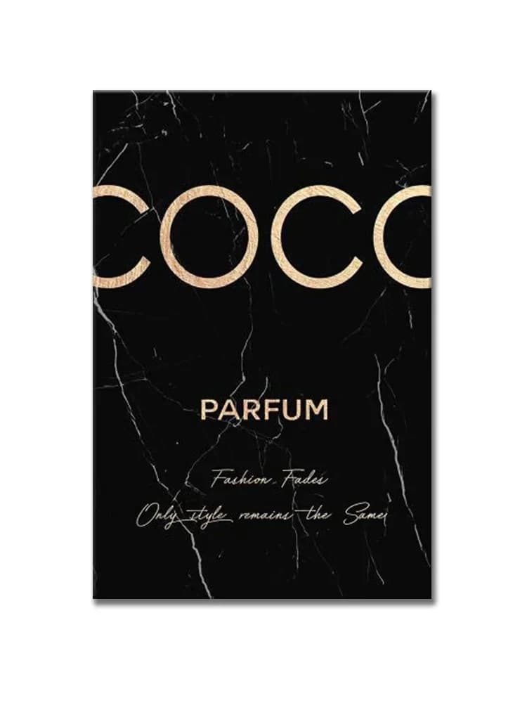 Affiches et impressions de bouteille de parfum COCO noir et or, peinture murale de luxe, décoration