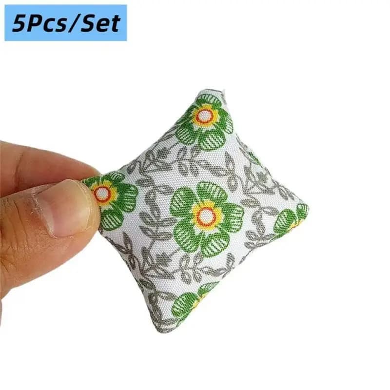 Coussins miniatures pour maison de poupée 1:12, 5/10 pièces, coussin en tissu Floral, modèle d'oreil