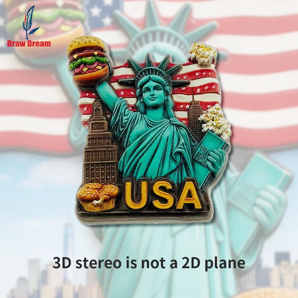 Autocollant 3D créatif de la Statue de la Liberté américaine pour réfrigérateur, souvenir de voyage,