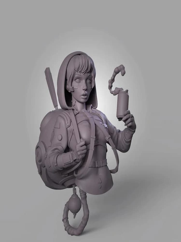 Buste d'officier de femme moderne non assemblé, figurine en résine, kits de modèles miniatures non p