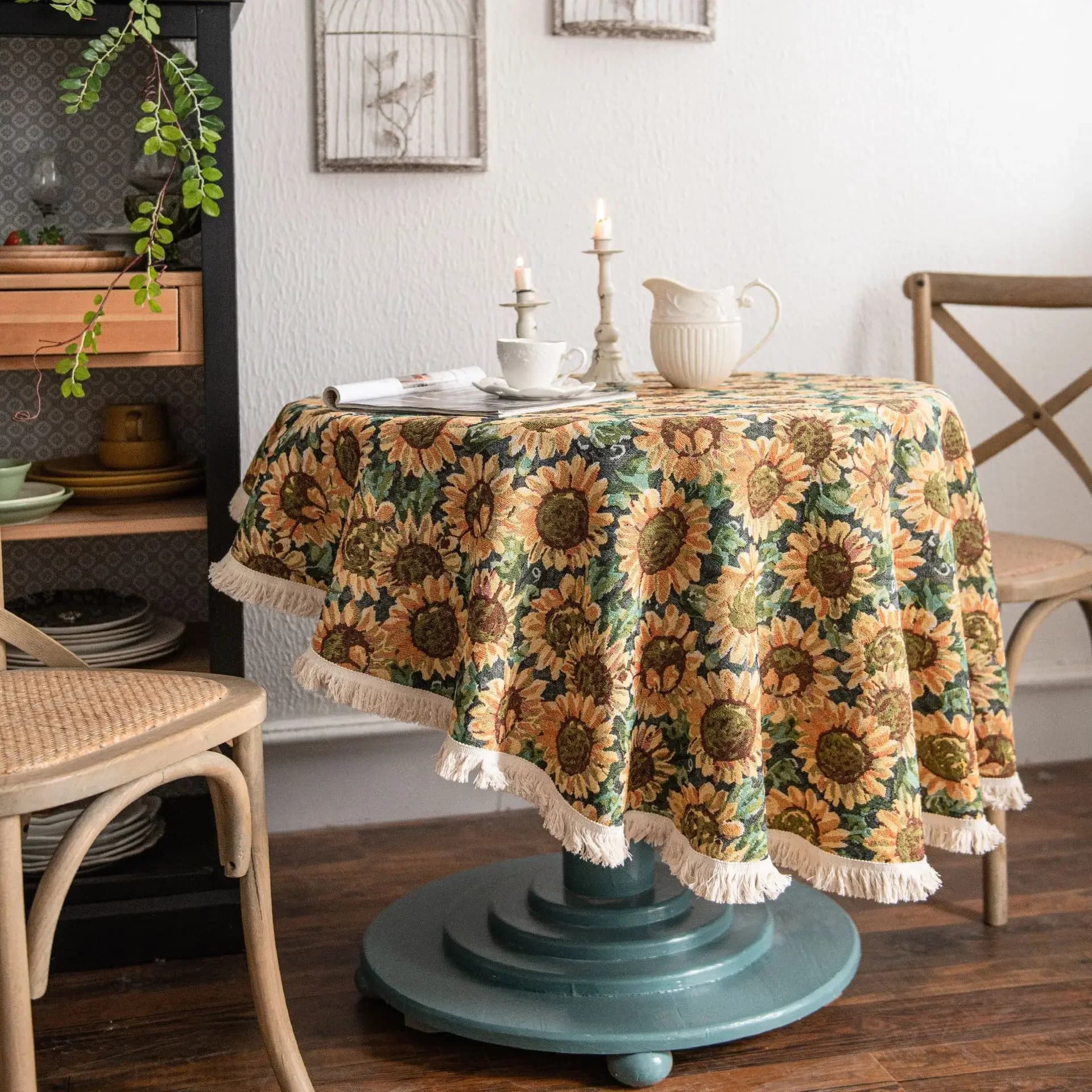 Nappe ronde bohème en coton Jacquard géométrique, décor de Table à manger, décoration de salon et de