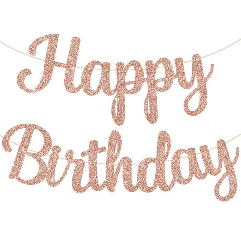 Guirlande Joyeux Anniversaire Scintillante 8 Styles Or Noir Rose à Suspendre pour Décoration de Fête