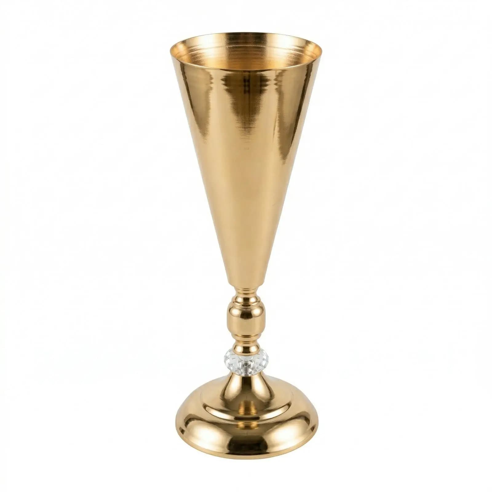 Ensemble de vases à fleurs dorés pour centres de table de mariage - Vases trompettes en métal pour t