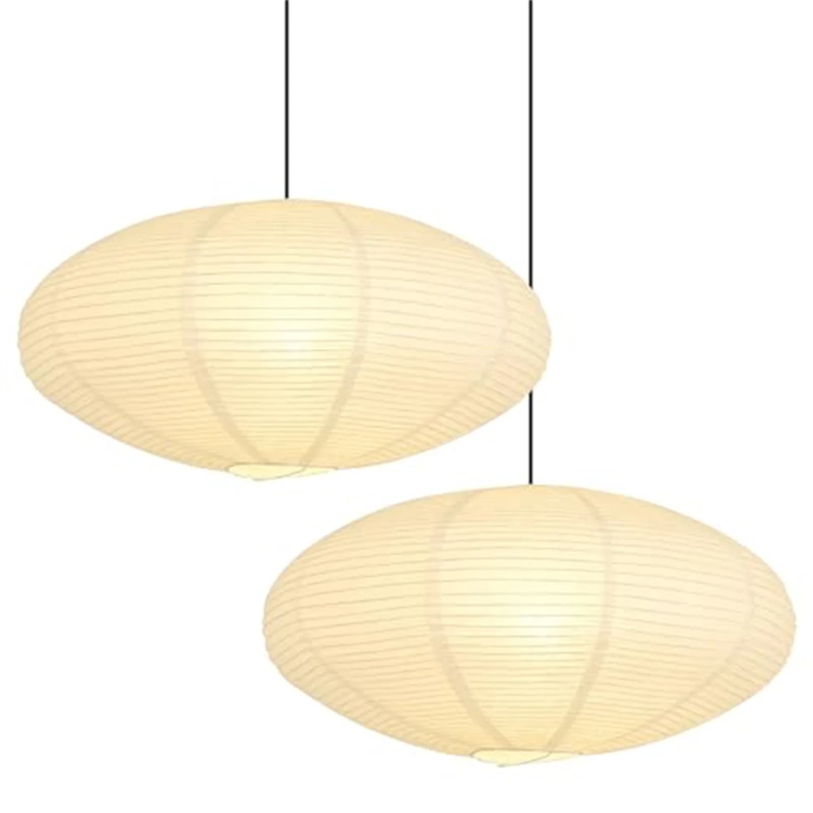 Lot de 2 abat-jour en papier blancs ovales, style lanterne chinoise, pliables, pour suspension, déco