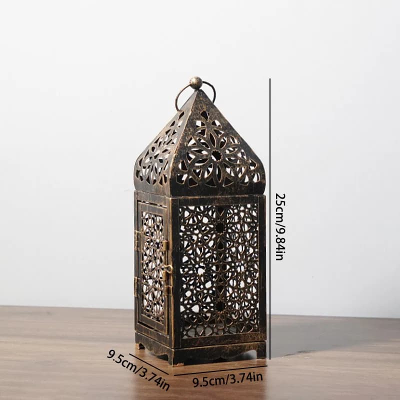 Lanterne marocaine porte-bougie, en fer ajouré, style vintage, ornement décoratif pour la maison, lu