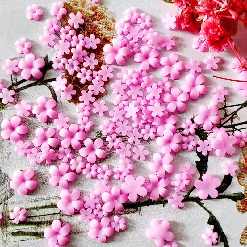 100 pièces japonais rose petite fleur Nail Art breloques 3D résine 5 pétales strass décorations d'on