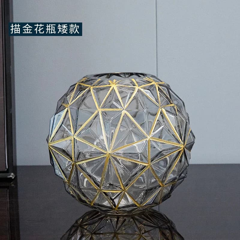 Vase en verre en fer forgé, surface géométrique irrégulière, vases décoratifs pour fleurs, ornements