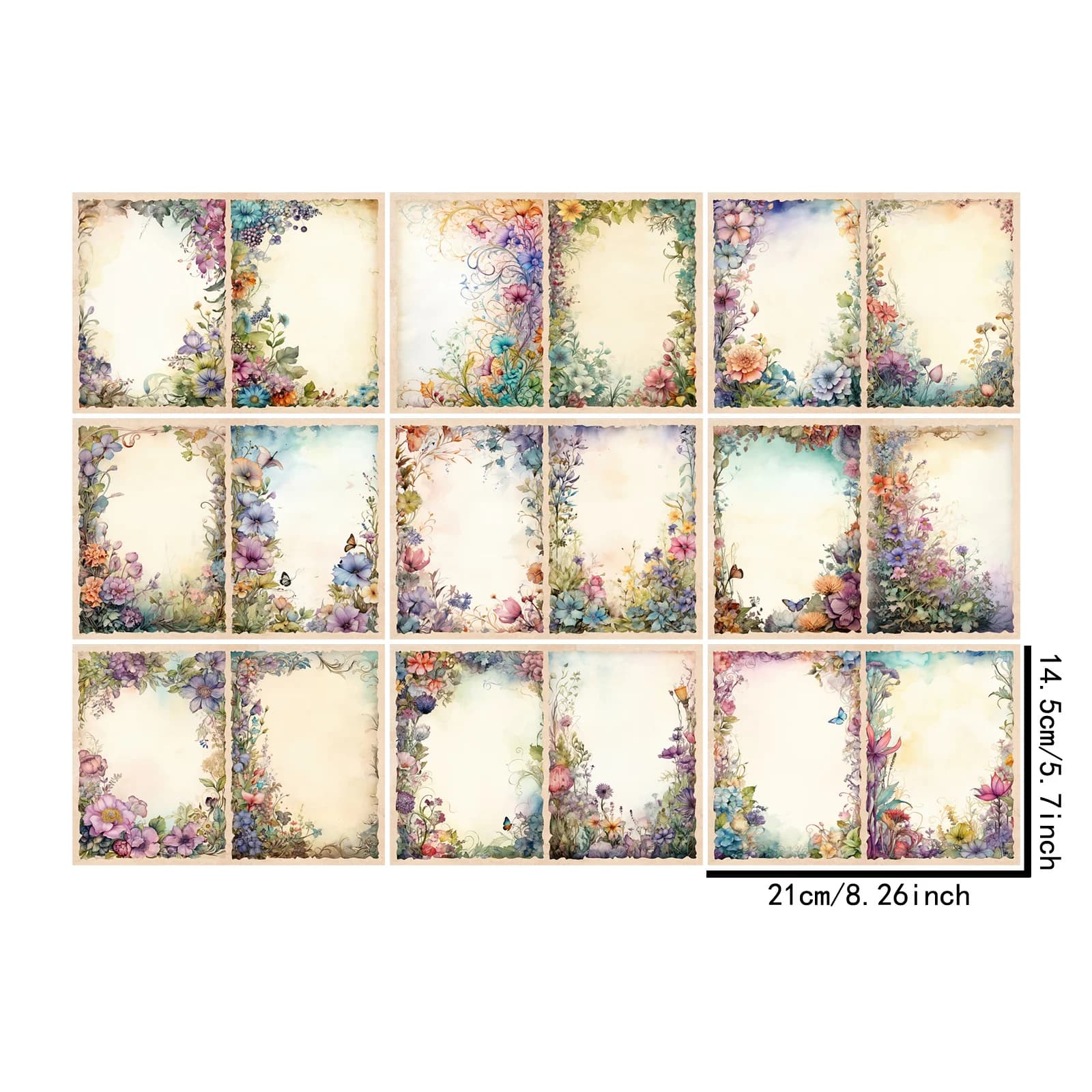 9 feuilles A5 taille plante fleurs cadre Photo fond Vintage Grunge Journal planification Scrapbookin